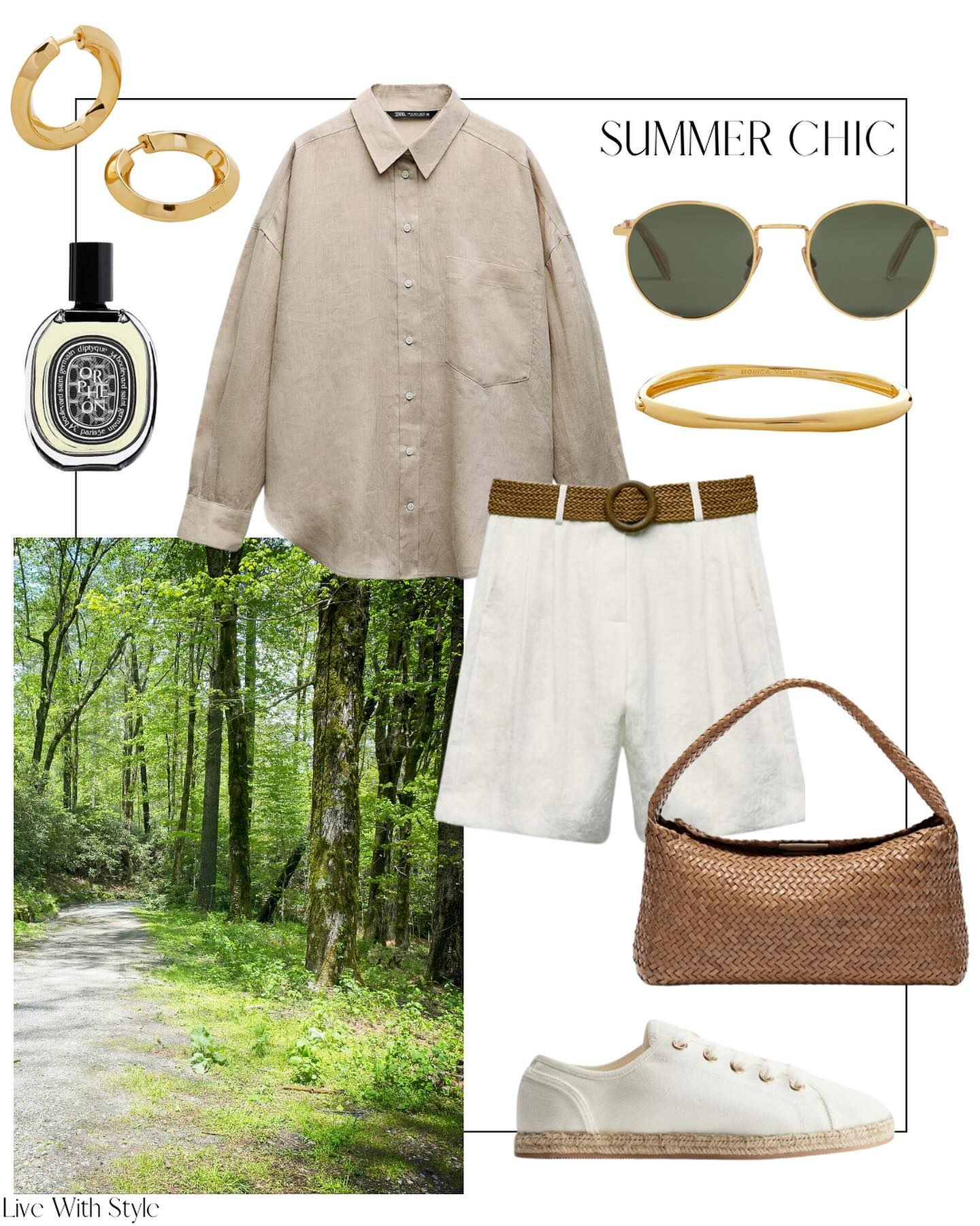 A Stone Shirt and White Shorts: Summer Chic Built on Texture and Ease