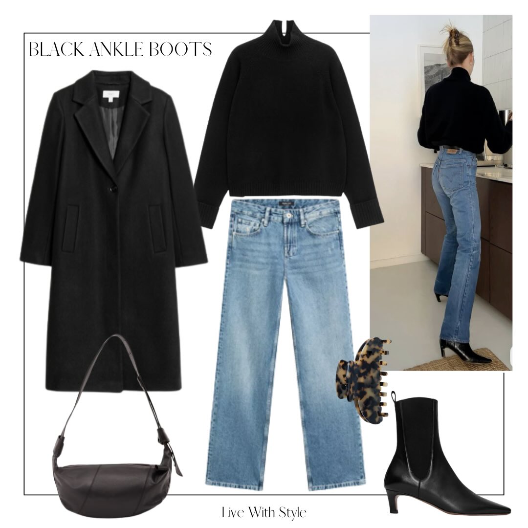 Black Ankle Boots and Washed Denim: The Cold-Weather Outfit That Never Overthinks It