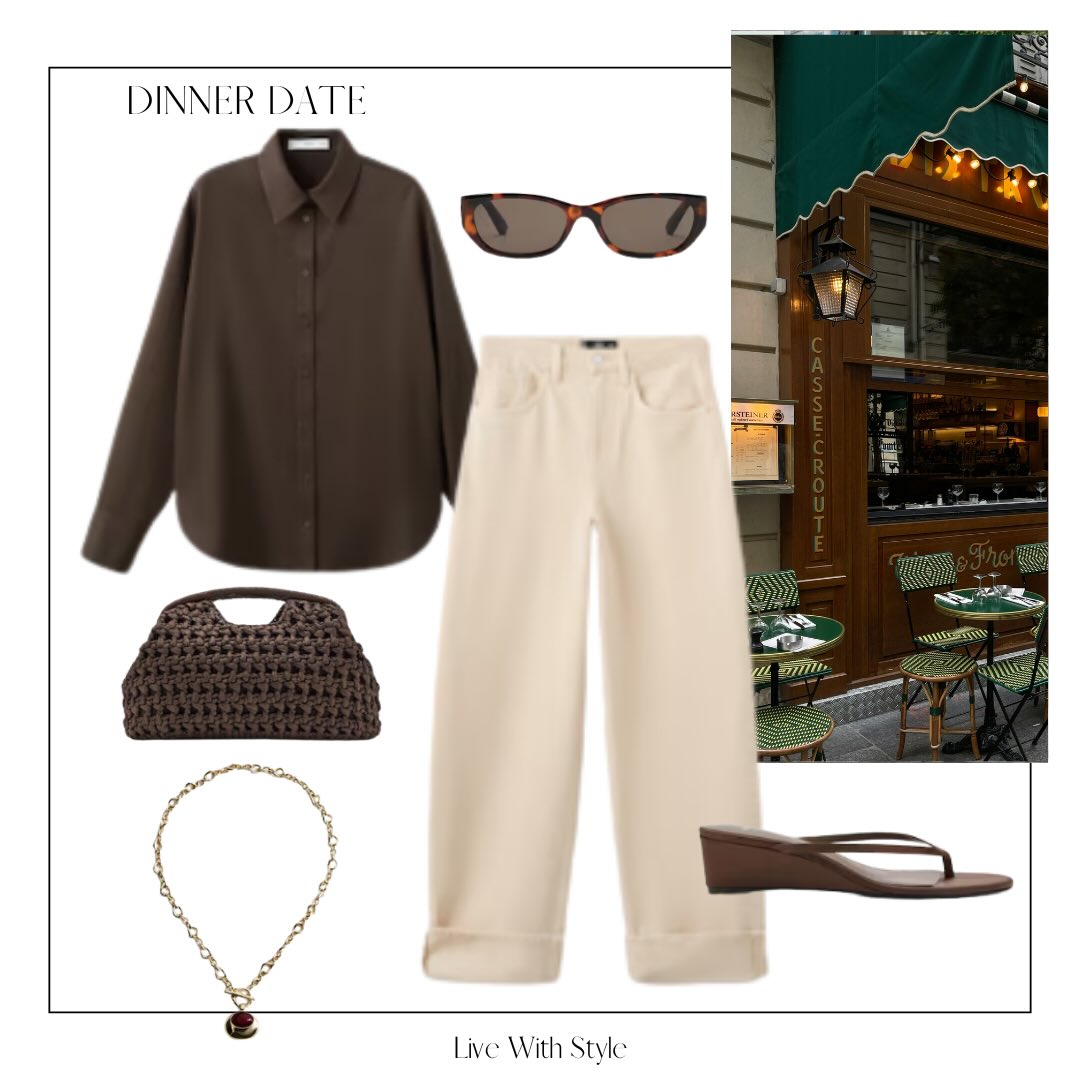 Chocolate Brown and Cream Neutrals: A Dinner-Date Look with Relaxed Elegance